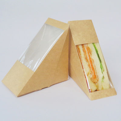 ブラウン クラフトの食糧ペーパー ボール紙のテークアウトの昼食窓が付いている包装サンドイッチ箱