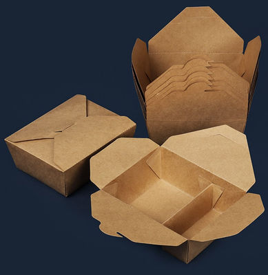 使い捨て可能なコンパートメントは箱のCarryoutの食品包装のクラフト紙のお弁当箱を取り除く