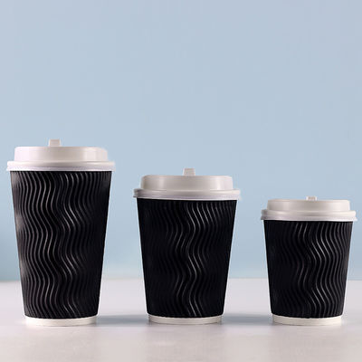 400ml PLAの丈夫な耐久財は段ボール紙のふたが付いている12ozさざ波のコップを