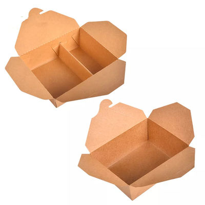 使い捨て可能なコンパートメントは箱のCarryoutの食品包装のクラフト紙のお弁当箱を取り除く