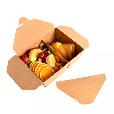 使い捨て可能なコンパートメントは箱のCarryoutの食品包装のクラフト紙のお弁当箱を取り除く
