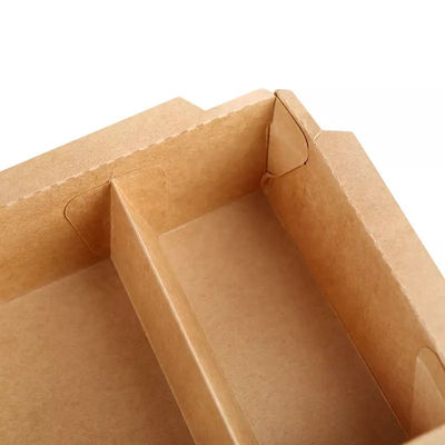 使い捨て可能なコンパートメントは箱のCarryoutの食品包装のクラフト紙のお弁当箱を取り除く
