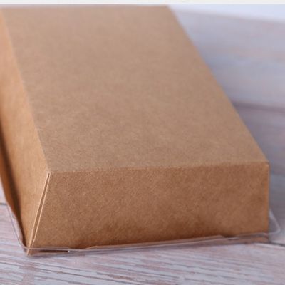 ふたが付いている500ml 600mlクラフト紙の皿の寿司の食糧箱300gsmの使い捨て可能な食品容器