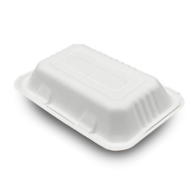 7 x 5inの生物分解性のサトウキビのバガスのパルプによって蝶番を付けられる食品容器はお弁当箱を取る