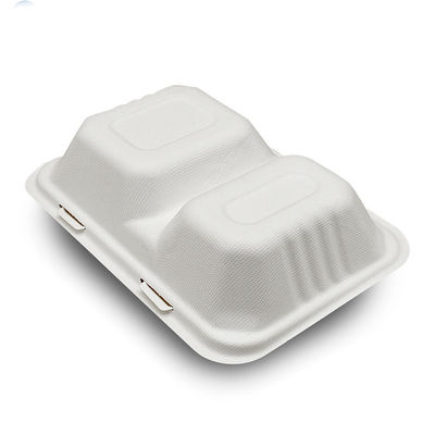 7 x 5inの生物分解性のサトウキビのバガスのパルプによって蝶番を付けられる食品容器はお弁当箱を取る