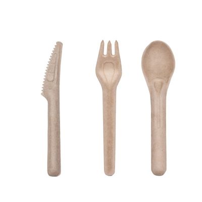 生物分解性のバガスのEcoの友好的で使い捨て可能な食事用器具類141.7mmのCompostableフォークおよびスプーン