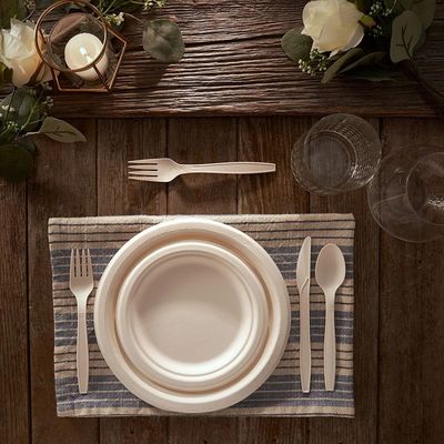 Ecoの使い捨て可能な支持できるCompostable使い捨て可能な版の食事用器具類は食品容器を取る
