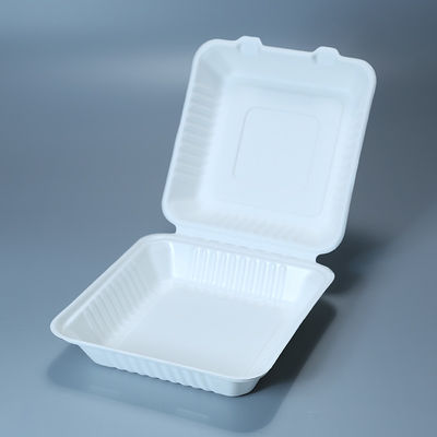 800mlテークアウトの容器のマイクロウェーブ安全なバガスのクラムシェルの誕生会の使い捨て可能な版