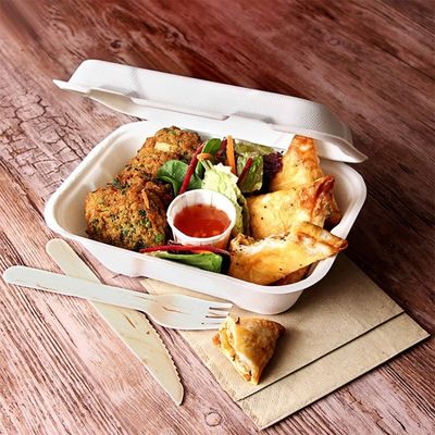600ml 1000mlのディナー・ウェアCompostable党テーブルウェア バガスのパルプは箱Bento昼食を共にする