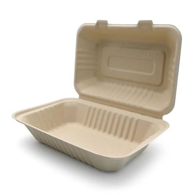 600ml 1000mlのディナー・ウェアCompostable党テーブルウェア バガスのパルプは箱Bento昼食を共にする