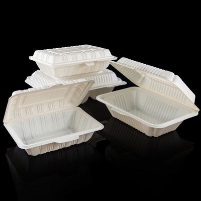 レストラン9inのコーン スターチの使い捨て可能な食事用器具類3コンパートメント クラムシェルの食品包装