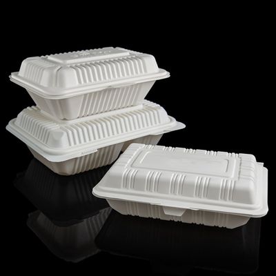 レストラン9inのコーン スターチの使い捨て可能な食事用器具類3コンパートメント クラムシェルの食品包装