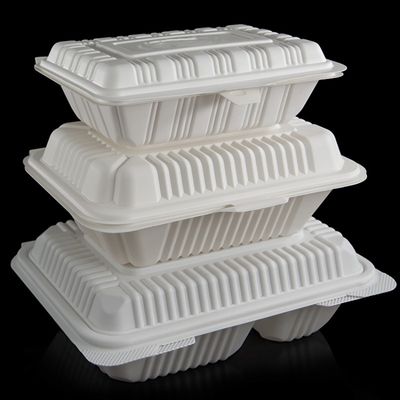 レストラン9inのコーン スターチの使い捨て可能な食事用器具類3コンパートメント クラムシェルの食品包装