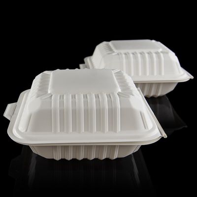 レストラン9inのコーン スターチの使い捨て可能な食事用器具類3コンパートメント クラムシェルの食品包装