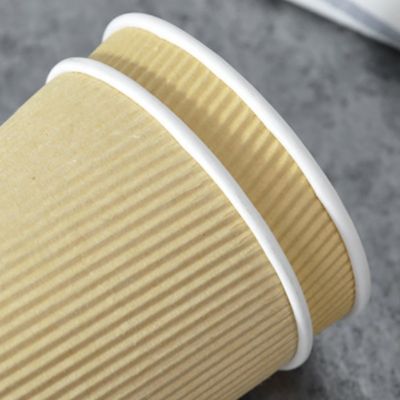 90MM PS PLAコーヒーのための再生利用できる12ozクラフトのさざ波の紙コップの酒の壁