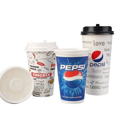 22oz 640mlのPE PLAのコーラの使い捨て可能な紙コップは冷たい飲み物のコップ300gsmを壁紙を張る