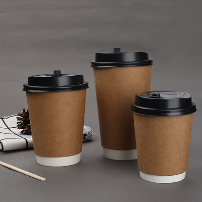 10oz 12ozのPEはふたによって二重壁紙のコップの使い捨て可能なコーヒー カップに塗った