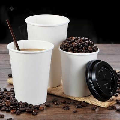 12OZ 300gsmのソーダ冷たい飲み物のふたが付いている使い捨て可能な紙コップジュースの白書のコップ