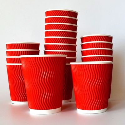 280gsm泡Bobaのふたが付いている使い捨て可能なさざ波の壁紙の冷たい飲み物のコップ